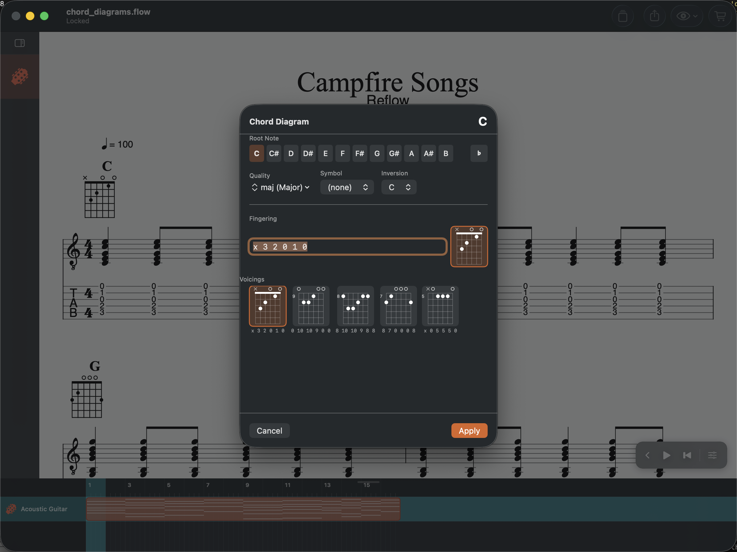 Chord diagram dialog