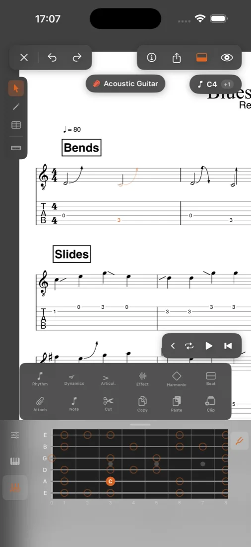 Guitar tab + bend — Blues Licks